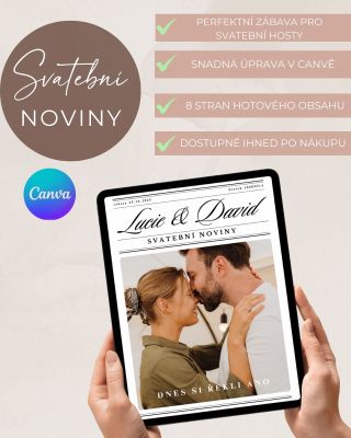 💝 Moderní svatební noviny v Canvě Už žádné dlouhé hodiny vymýšlení – připravila jsem pro vás šablonu, kterou si snadno...